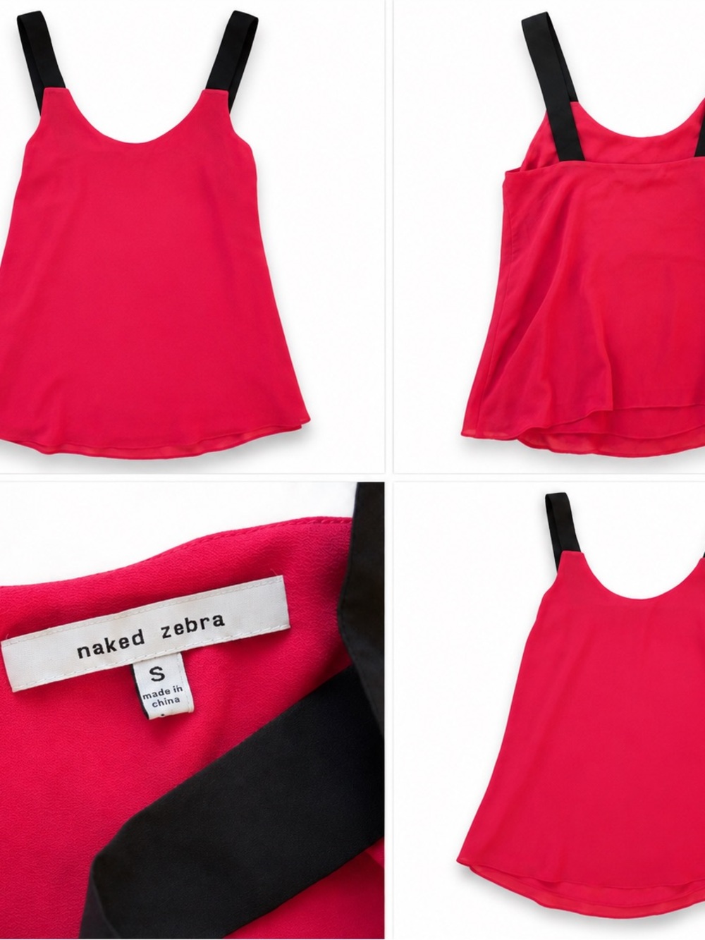 Naked Zebra Bright Pink Tank with Black Straps